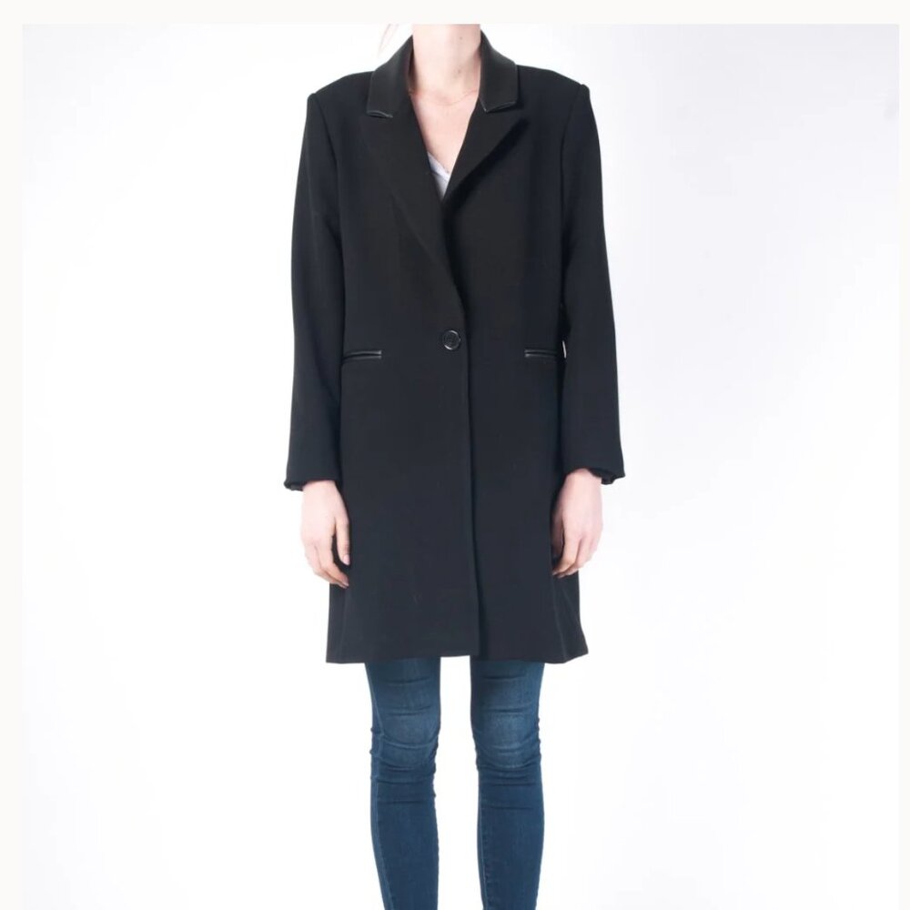 Waverly Grey Nola Jacket Faux Leather Collar Coat - XL